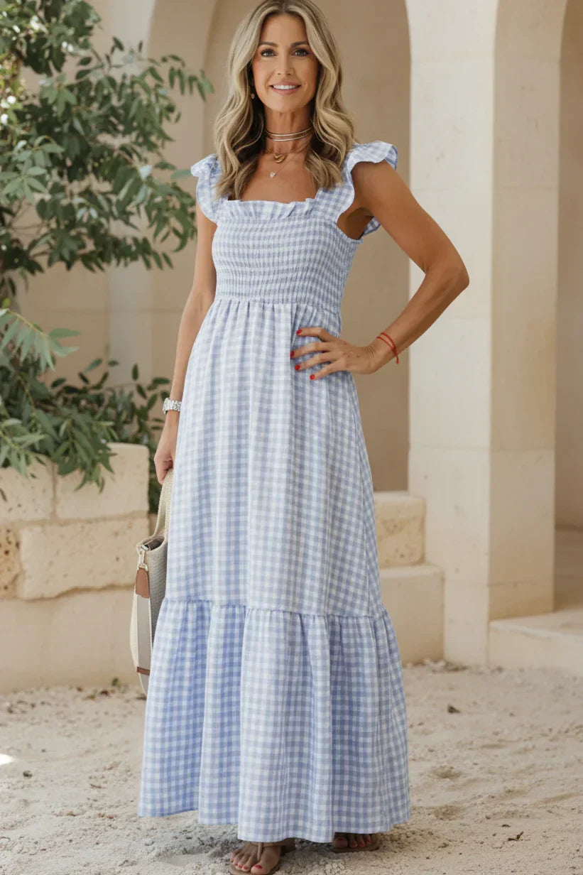 Vestido Picnic de Abril | Cuadros, cuerpo fruncido y volantes