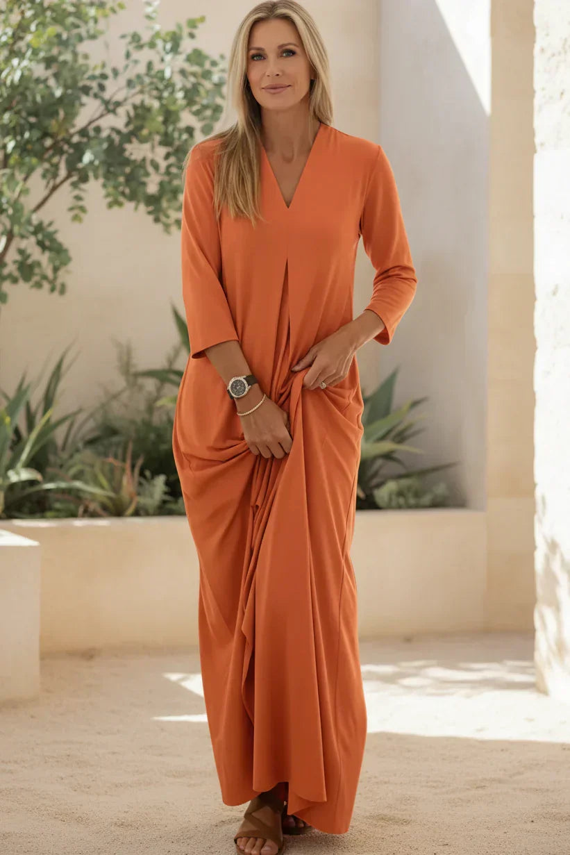 Vestido Pliegue de Sol | Escote en V y caída relajada