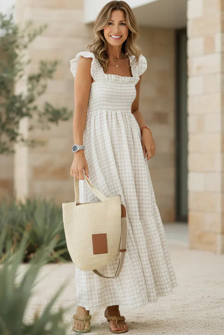 Vestido Picnic de Abril | Cuadros, cuerpo fruncido y volantes