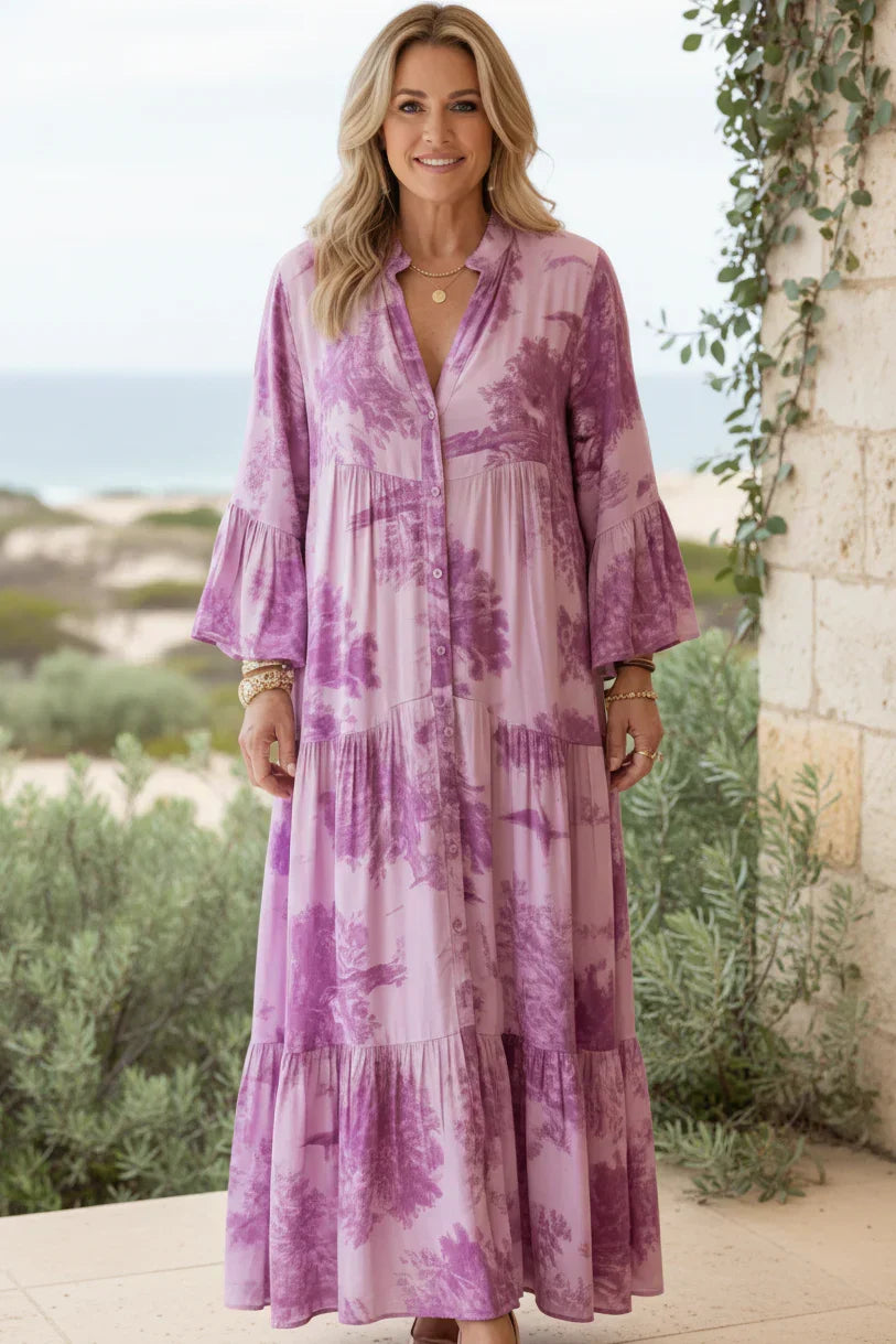 Vestido Bosque de Bruma | Motivos botánicos y mangas acampanadas