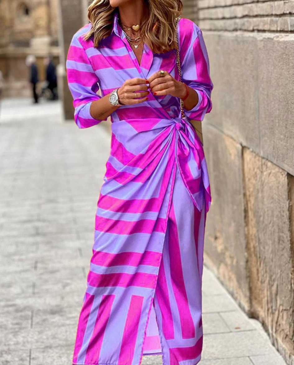 Vestido Compás | Rayas y botonadura delantera