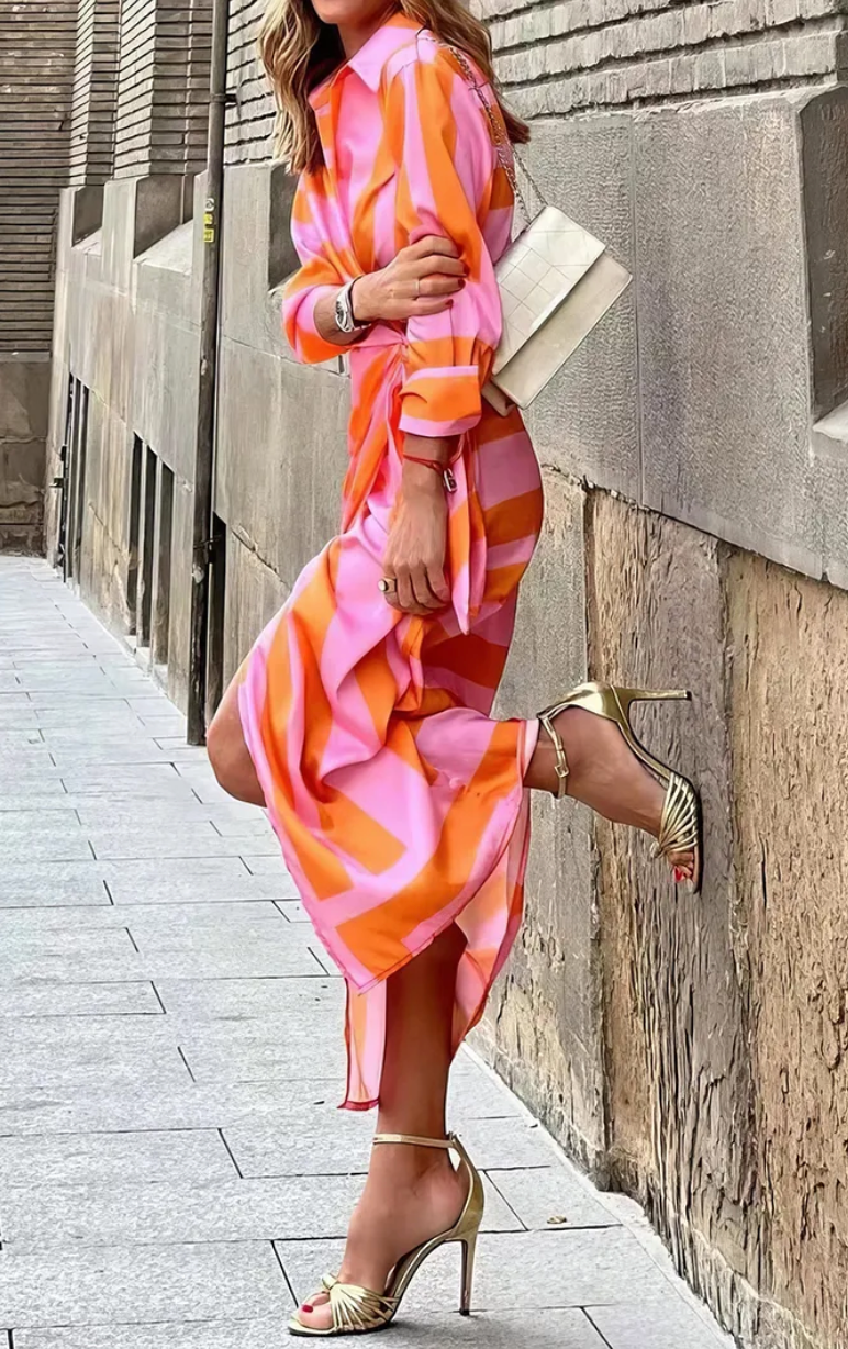 Vestido Compás | Rayas y botonadura delantera