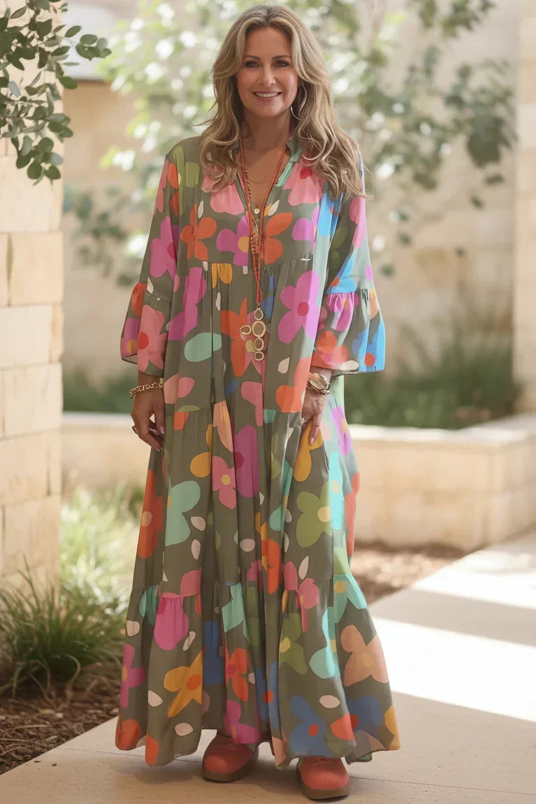 Vestido Jardín de Pinceladas | Flores de color y falda por niveles