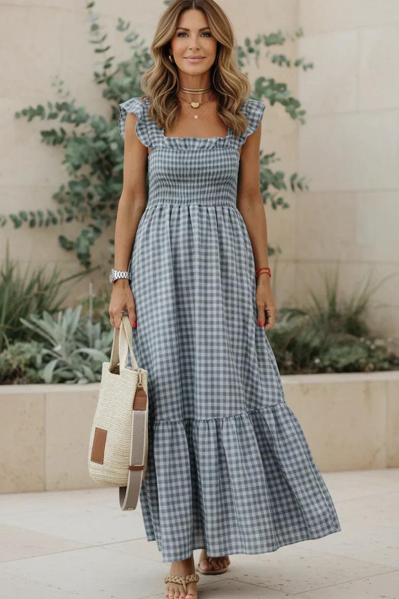Vestido Picnic de Abril | Cuadros, cuerpo fruncido y volantes