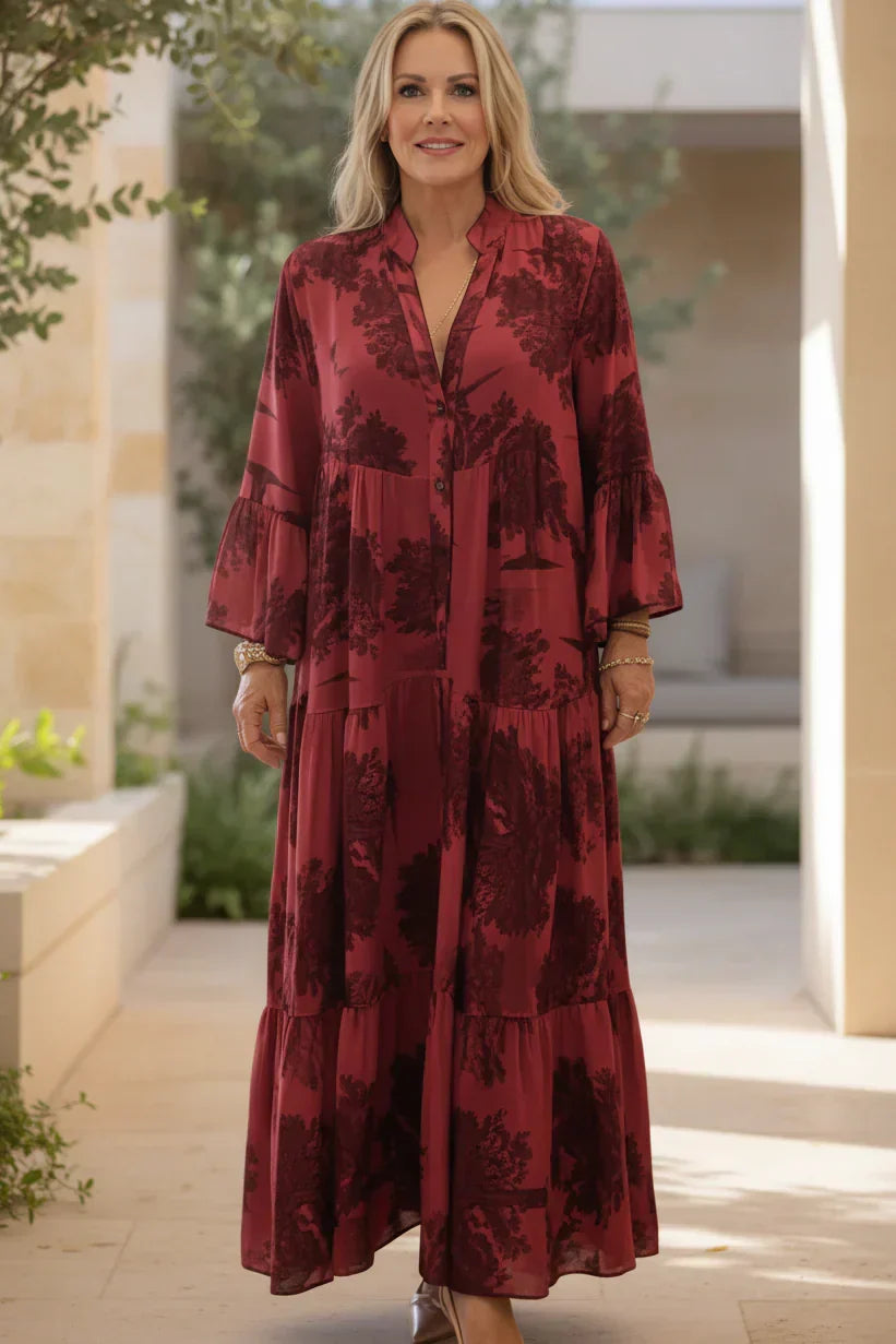 Vestido Bosque de Bruma | Motivos botánicos y mangas acampanadas
