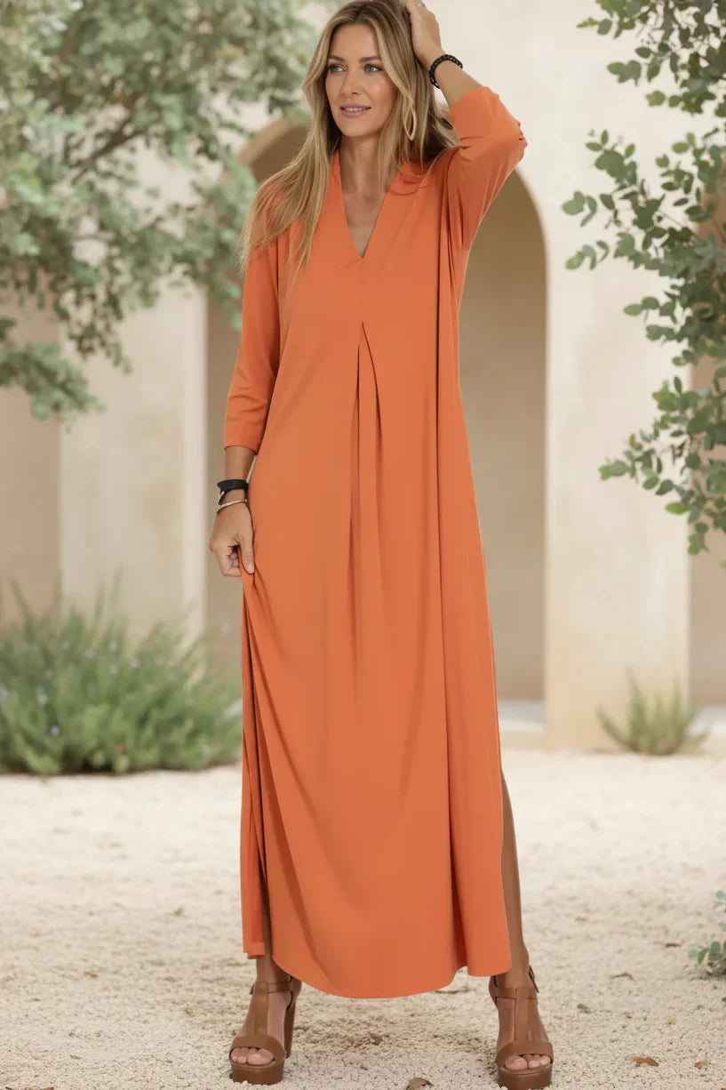 Vestido Pliegue de Sol | Escote en V y caída relajada
