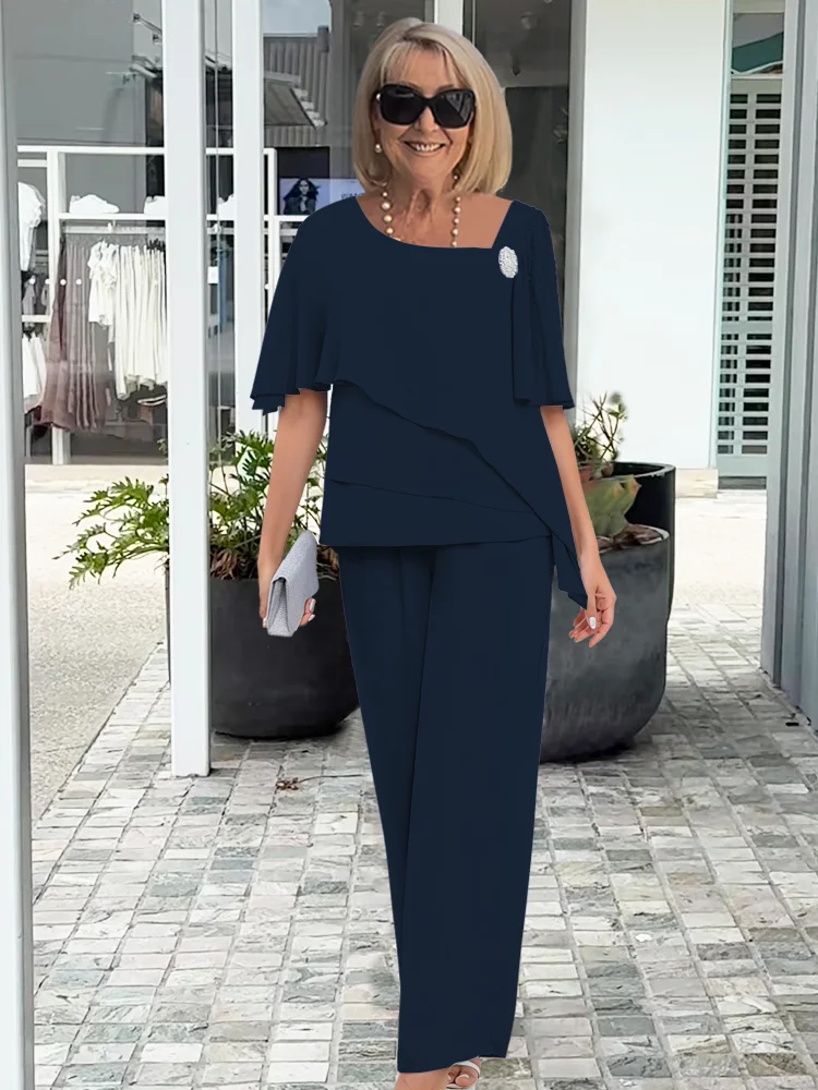 Conjunto Trazo Asimétrico | Blusa superpuesta y pantalón ancho