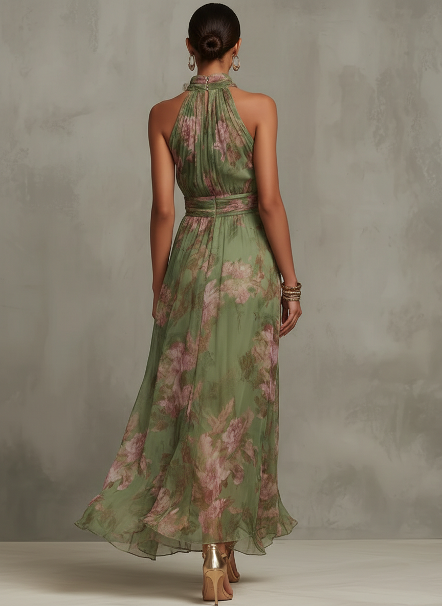 Vestido Jardín de Abril | Flores y escote halter