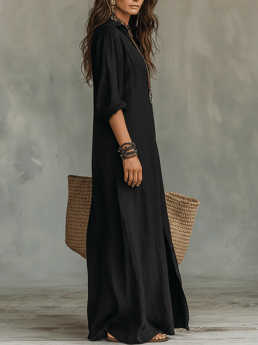 Vestido Trazo Sereno | Camisero de caída larga