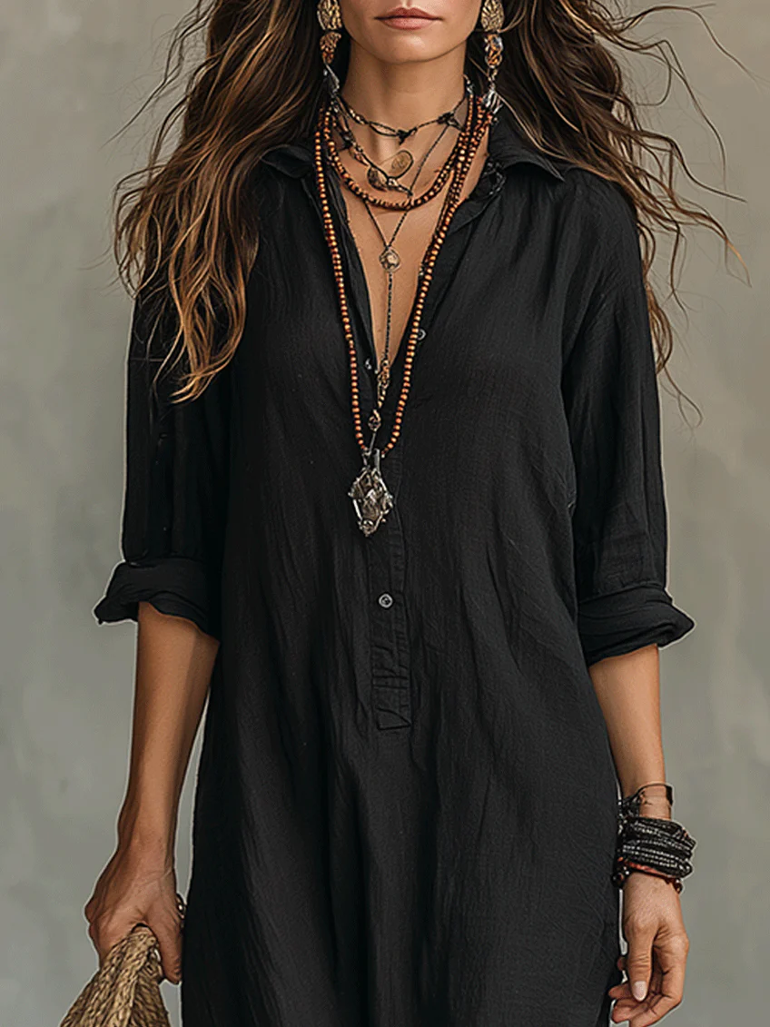 Vestido Trazo Sereno | Camisero de caída larga