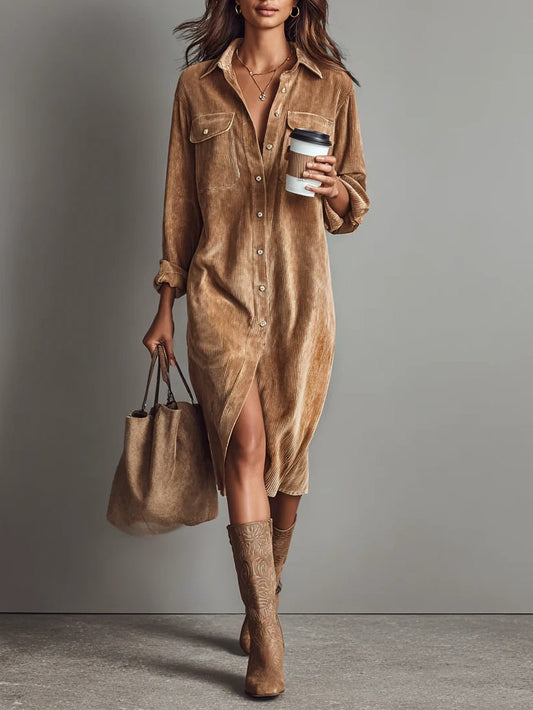 Elisa | Vestido camisero midi con bolsillos