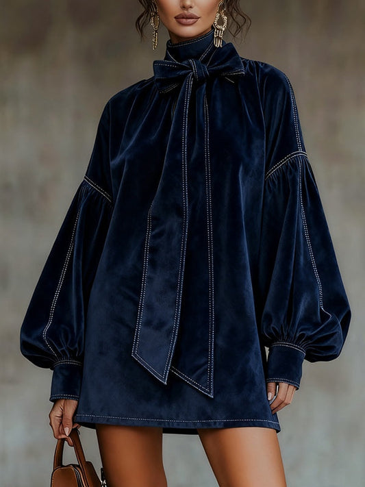 Ágata | Vestido corto con lazada y mangas amplias