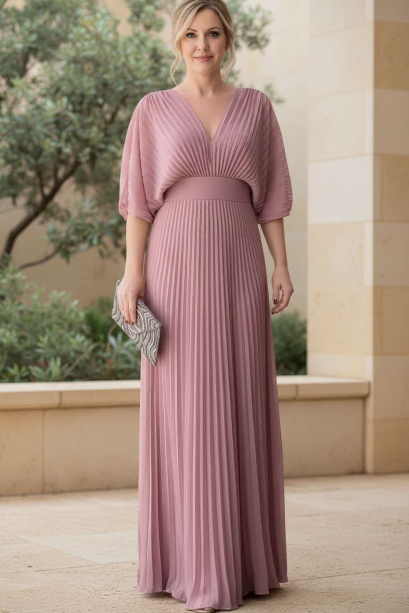 Vestido Gala de Miel | Plisado y mangas de capa