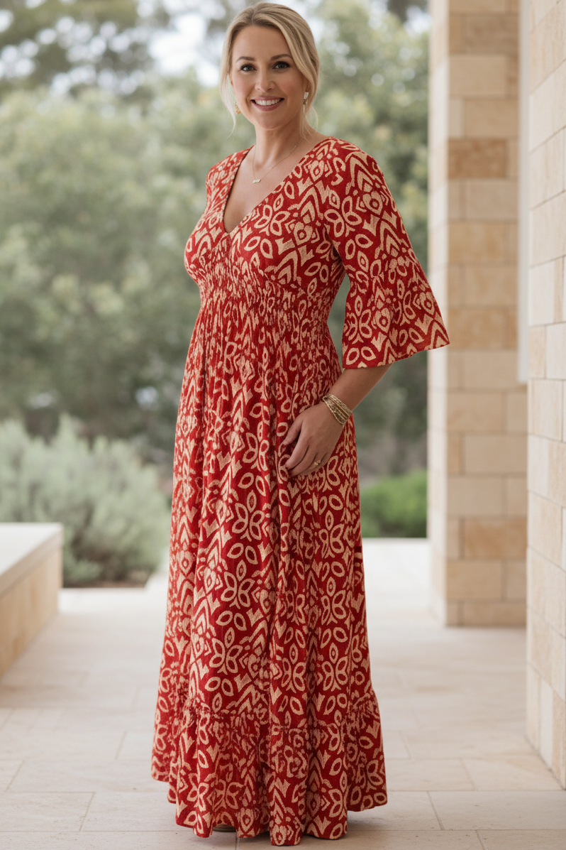 Vestido Marea Bohemia | Estampado vivo sin mangas