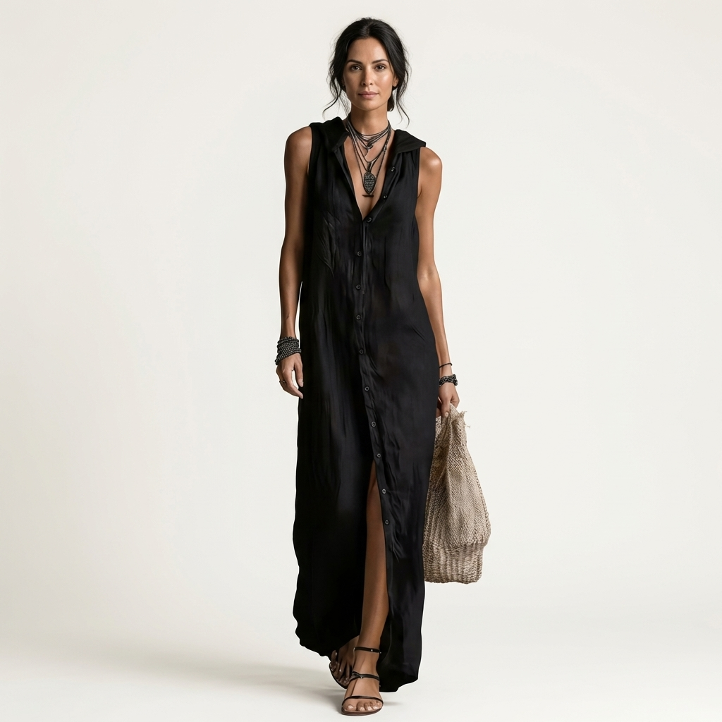 Vestido Marea largo con capucha