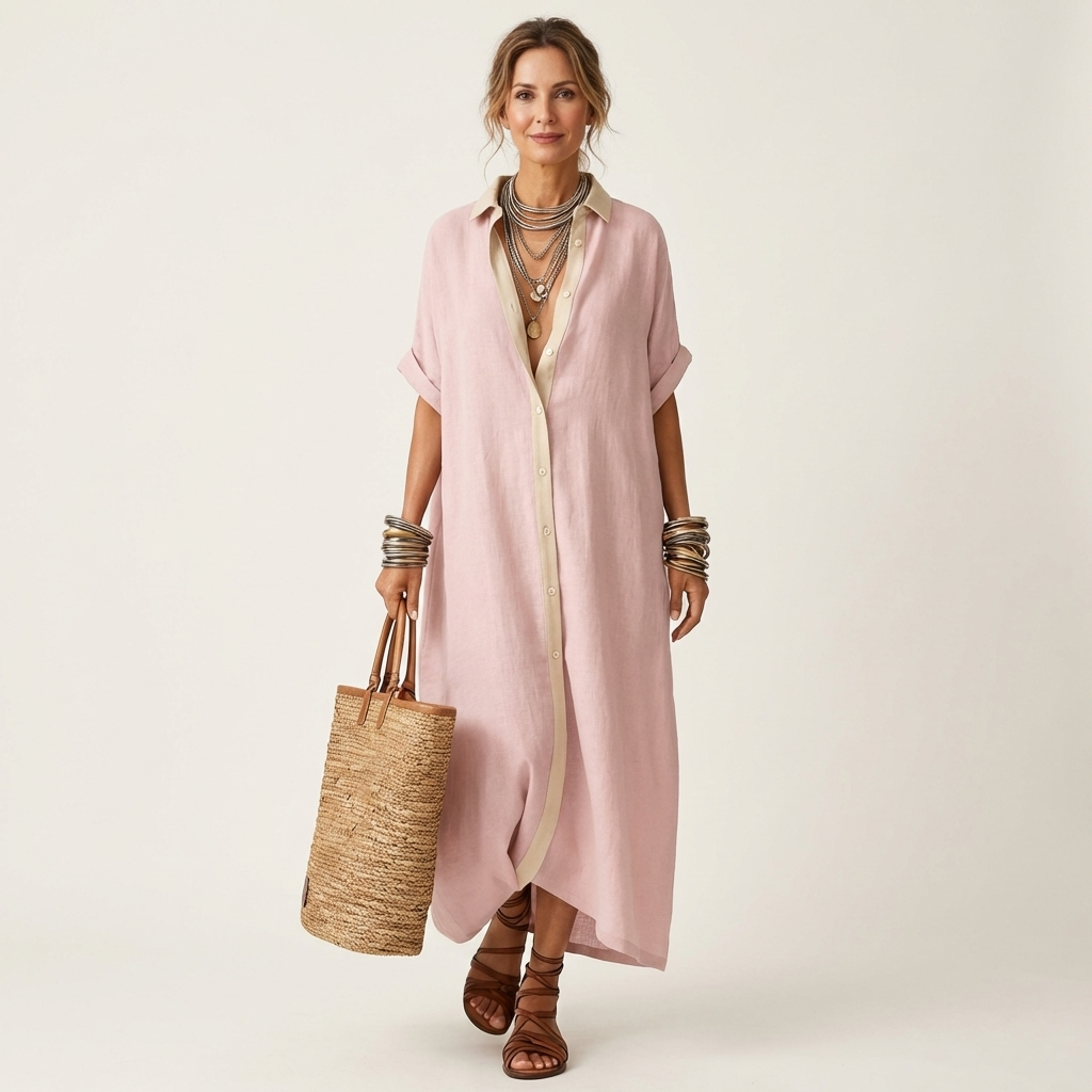 Vestido Sorrento camisero con cuello en contraste