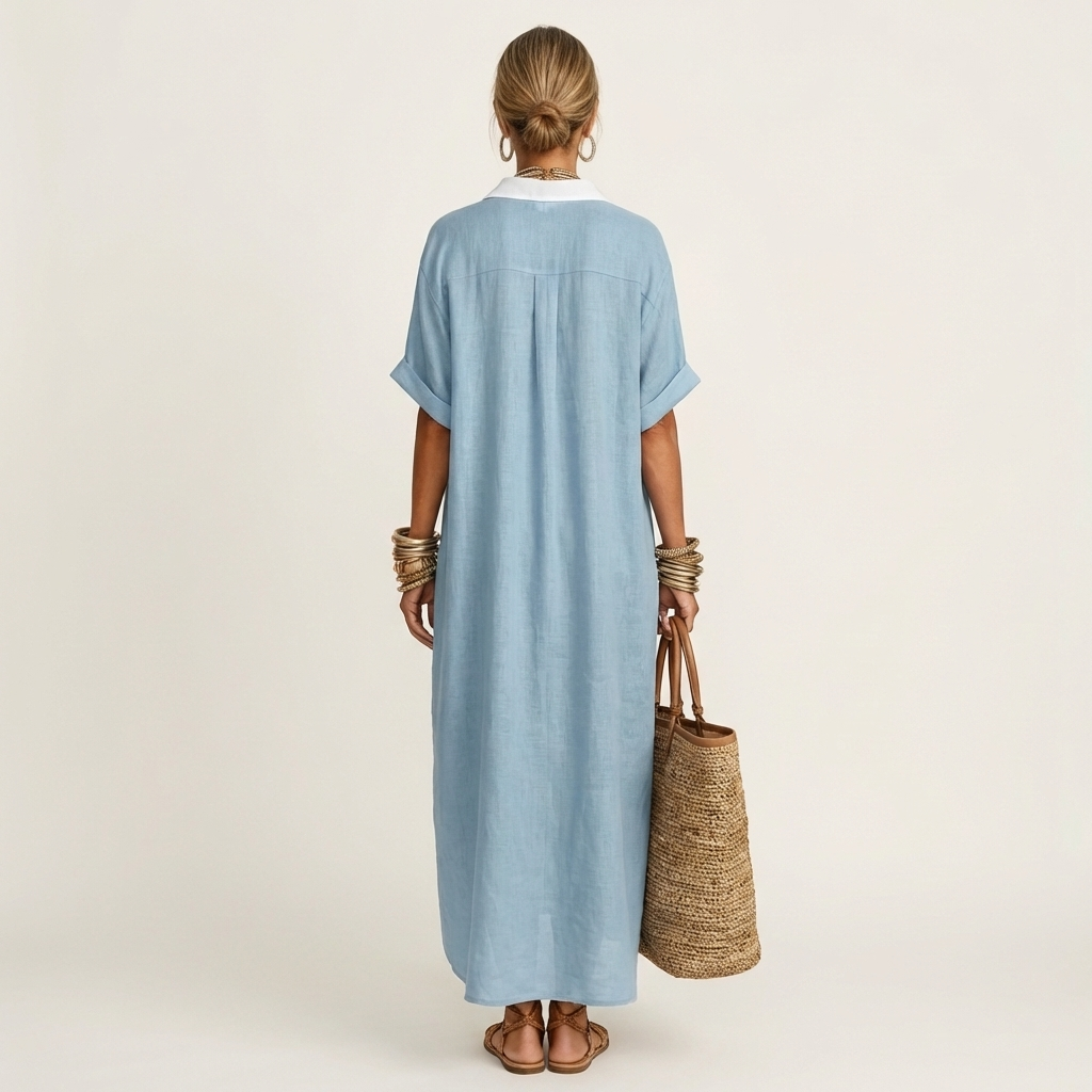 Vestido Sorrento camisero con cuello en contraste