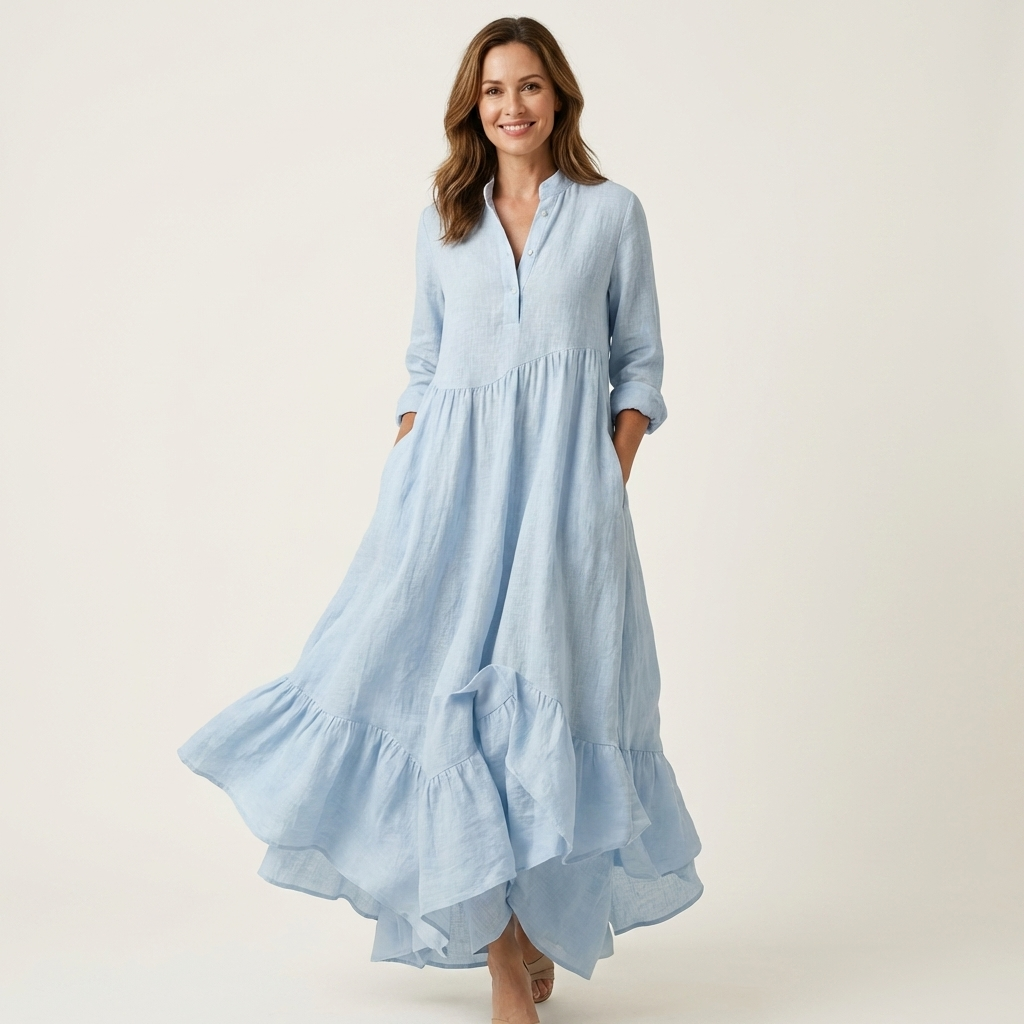 Vestido Luz de Abril largo con bajo de volantes