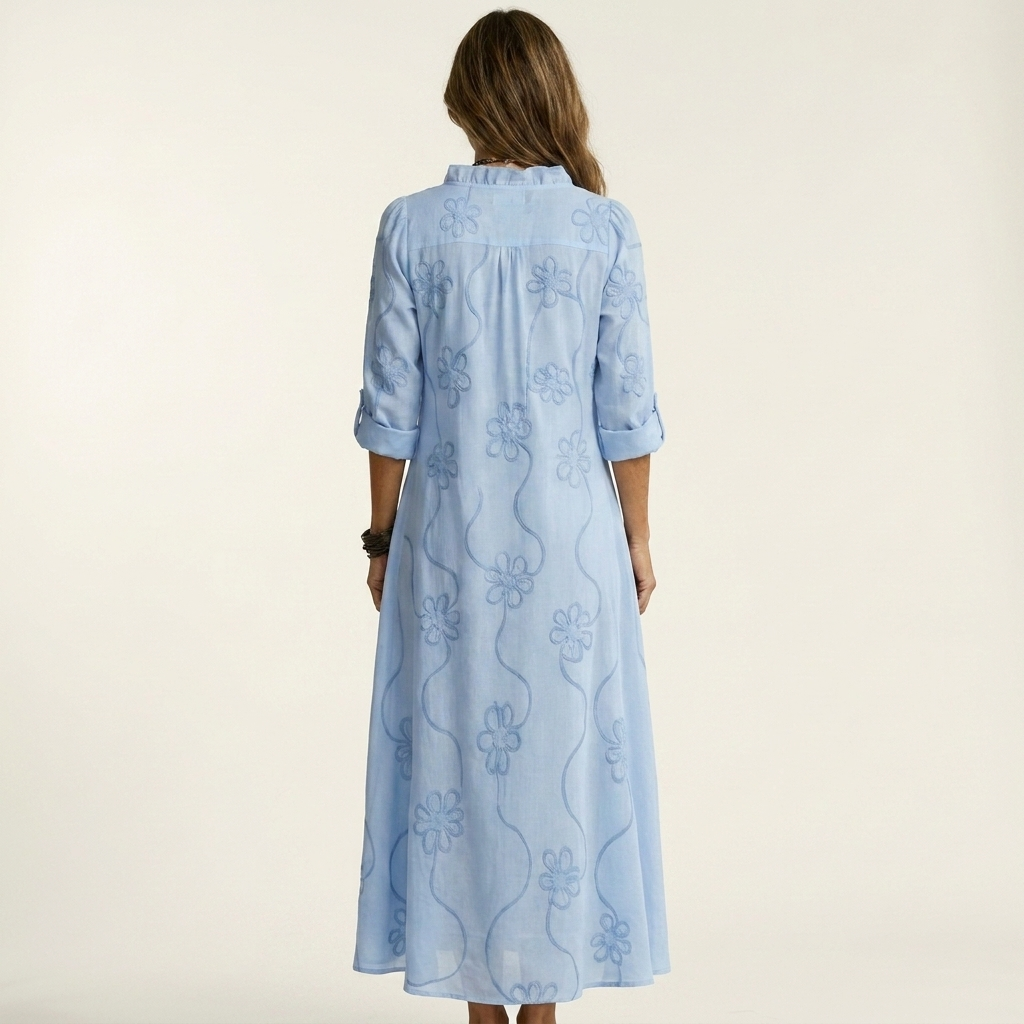 Vestido Silvestre largo con bordado floral