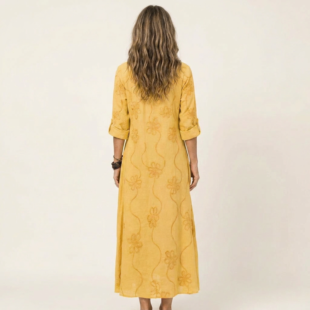 Vestido Silvestre largo con bordado floral