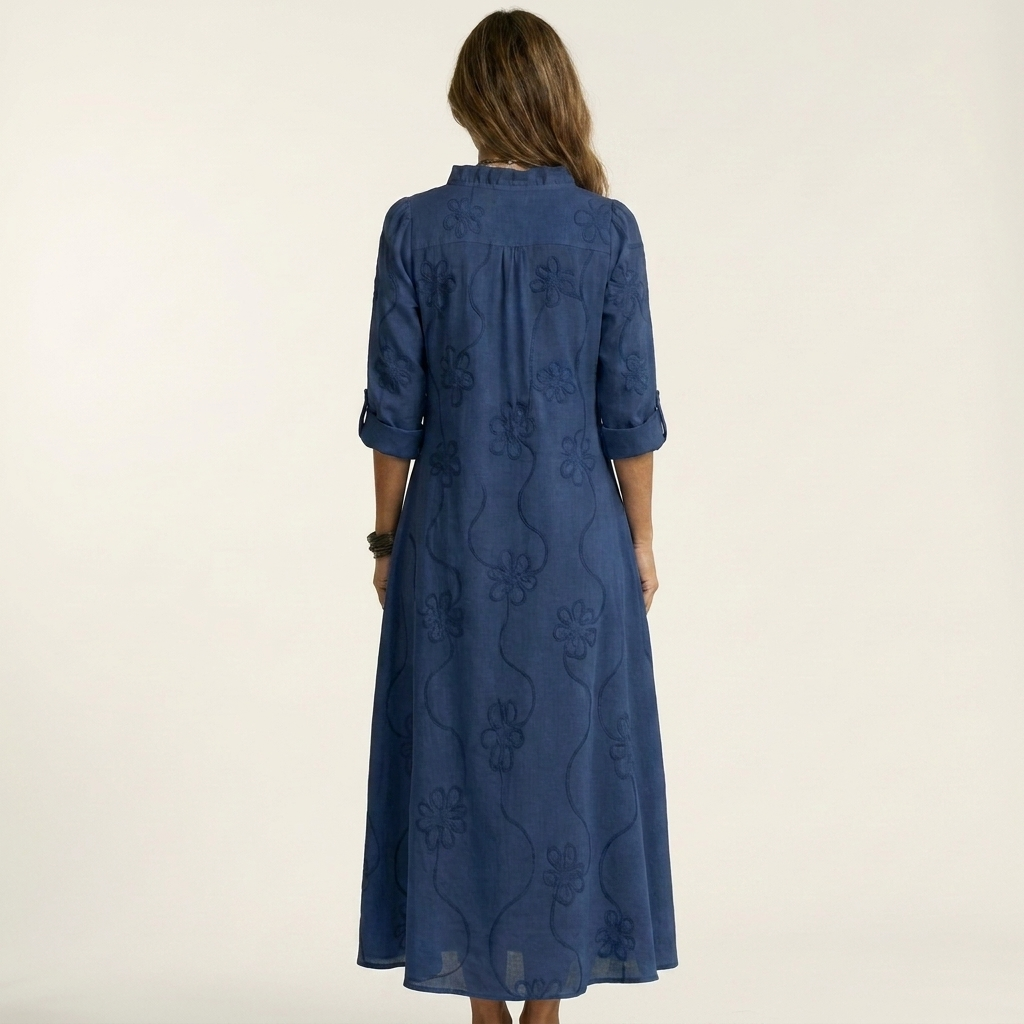 Vestido Silvestre largo con bordado floral