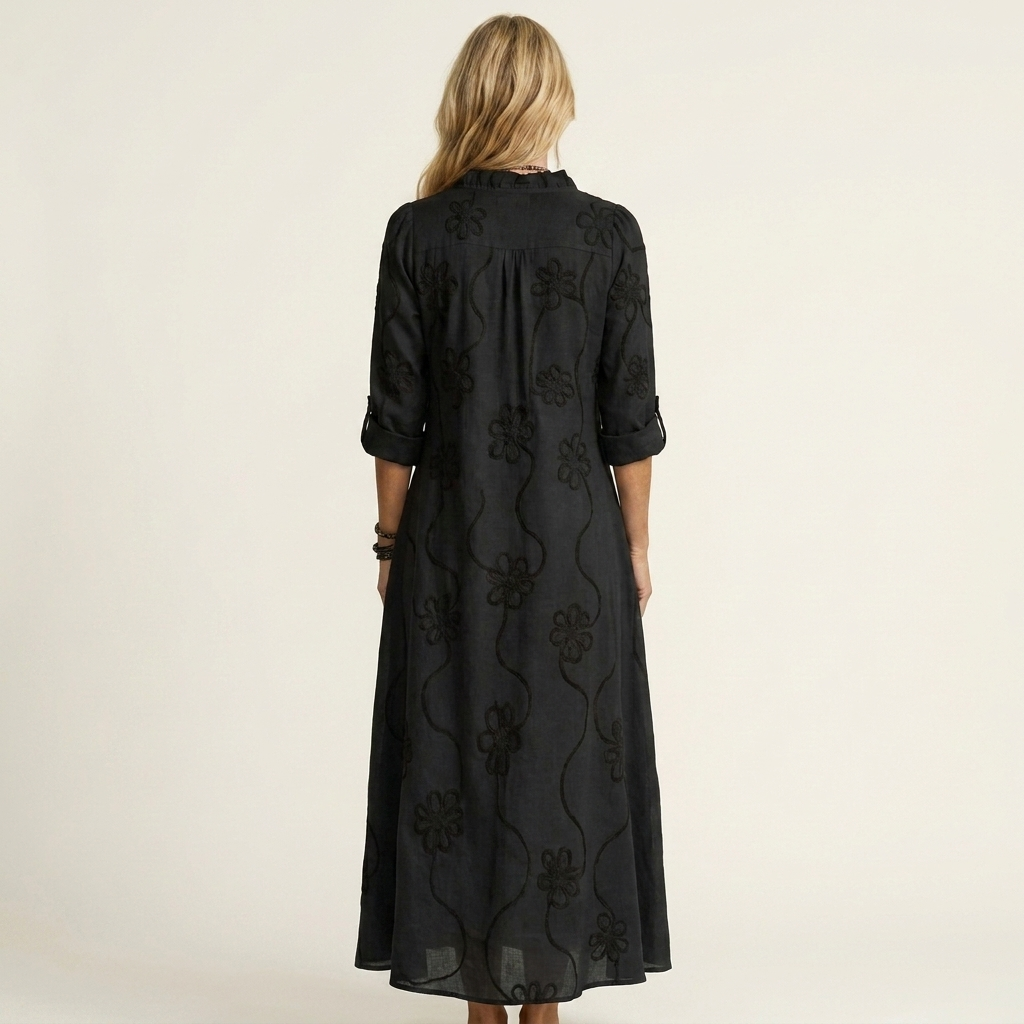 Vestido Silvestre largo con bordado floral