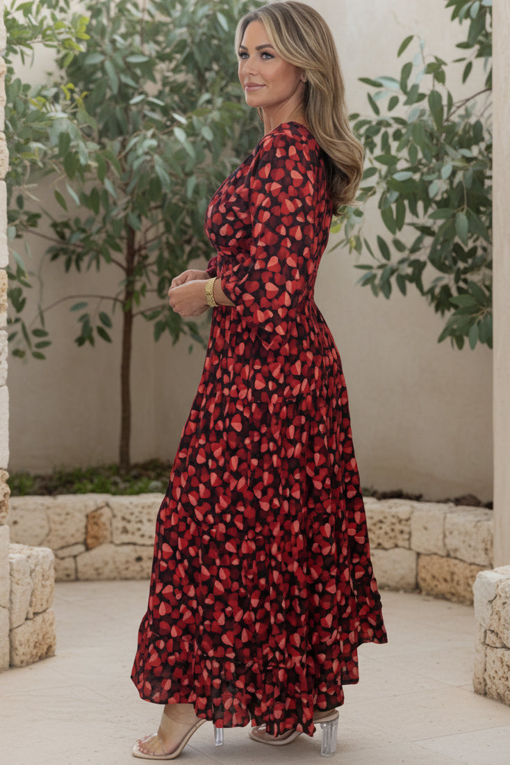Vestido Latidos de Otoño | Estampado de corazones y manga larga
