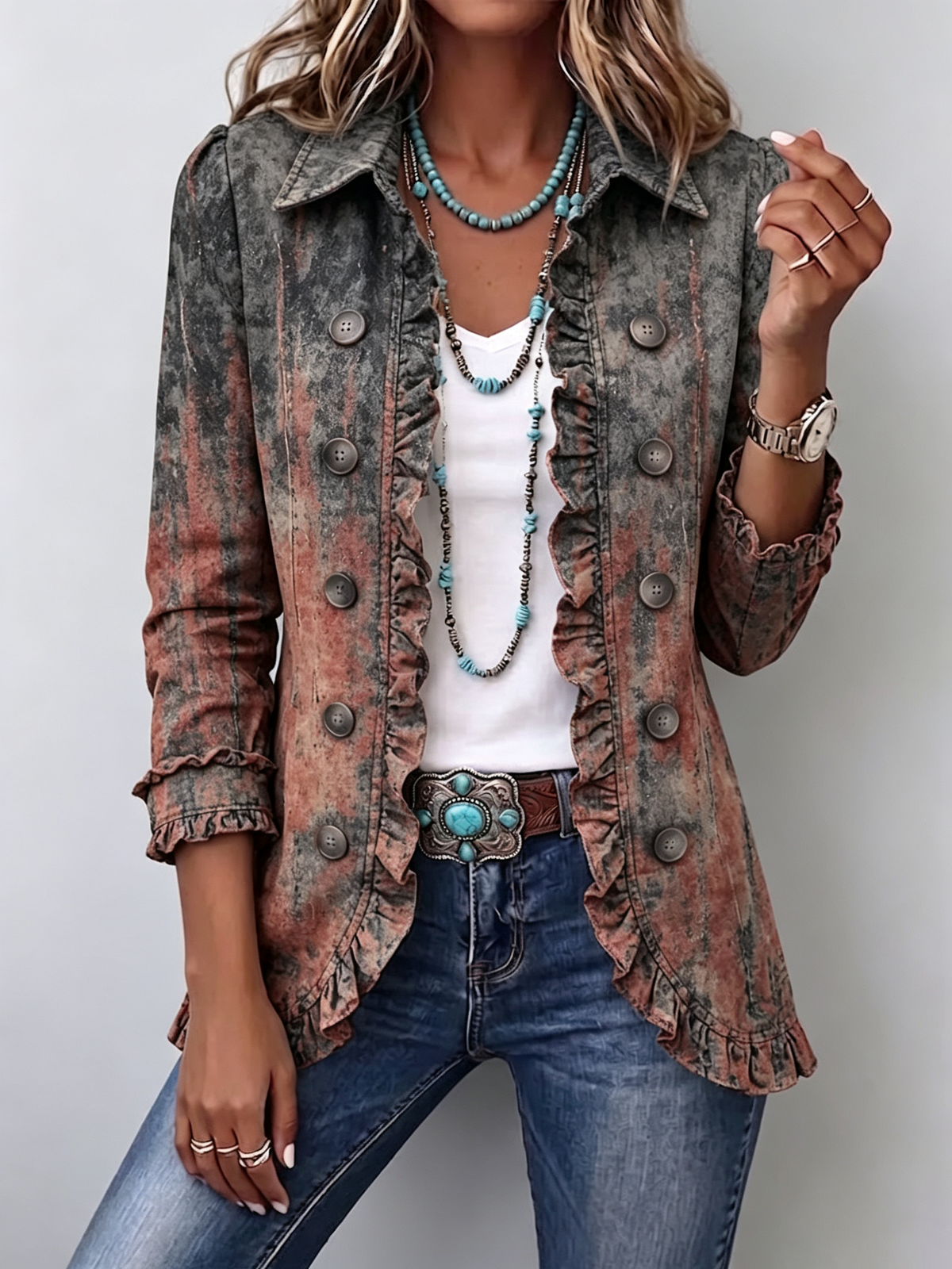 Chaqueta Duna | Degradado de aire vintage con volantes