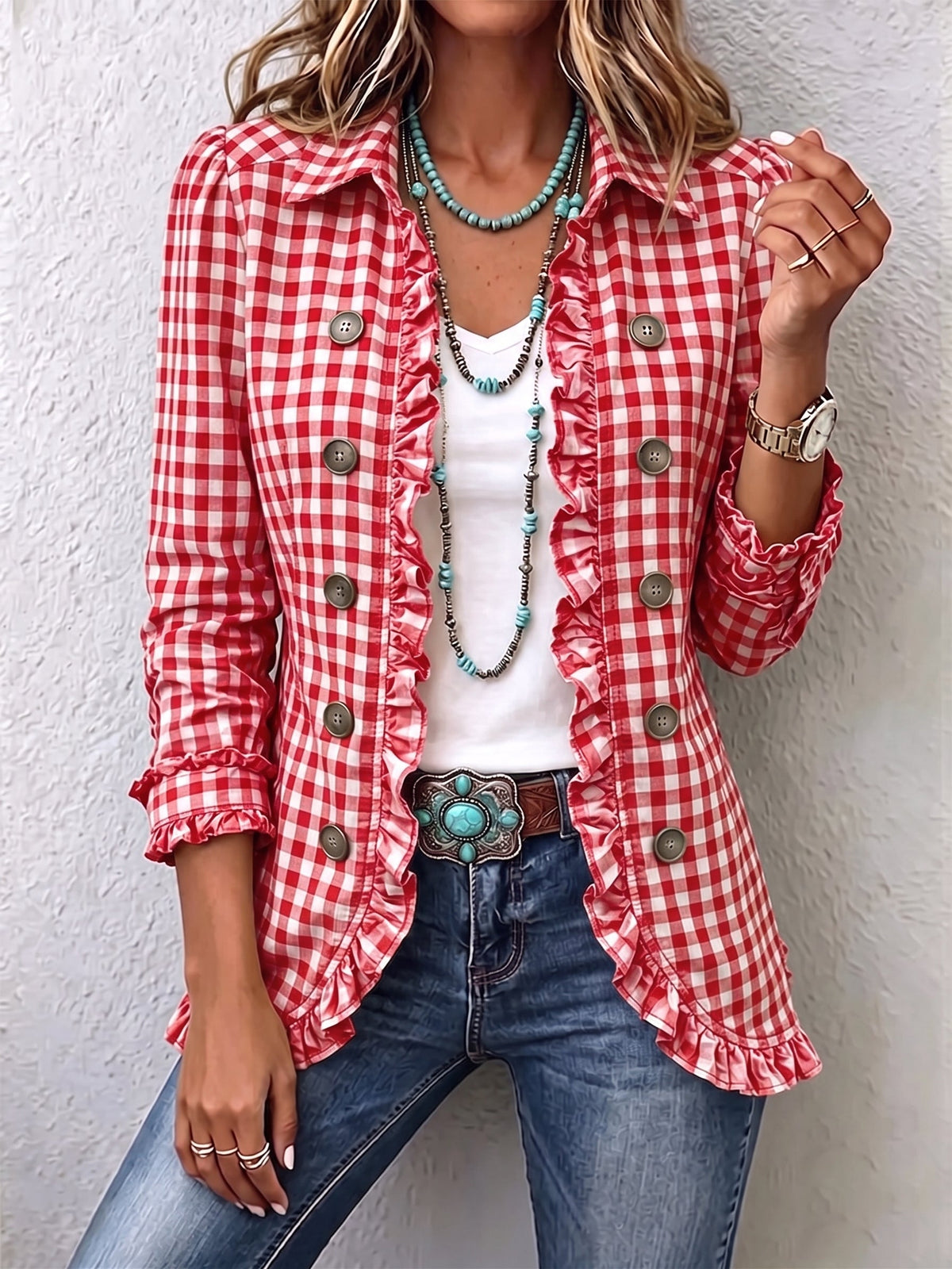 Chaqueta Pradera | Cuadros vichy y volantes
