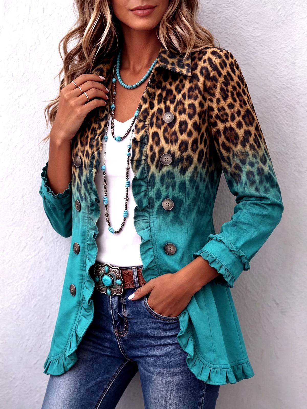 Americana Caleta | Leopardo degradado con volantes