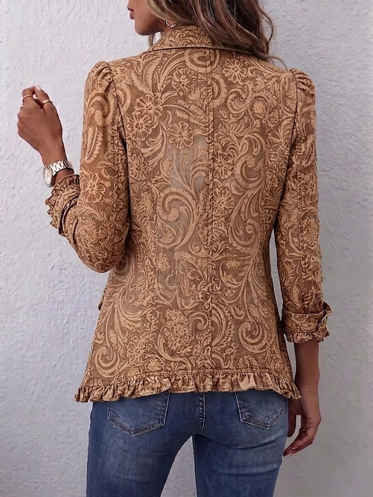 Chaqueta Avellana | Flores marrones y volantes