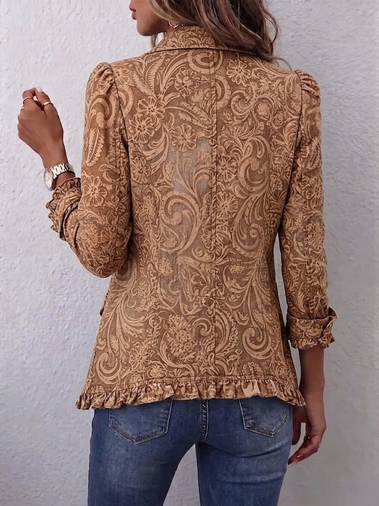 Chaqueta Avellana | Flores marrones y volantes