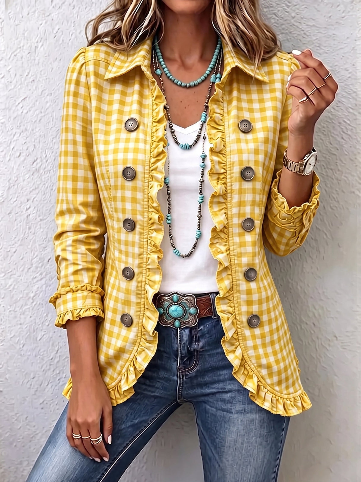 Chaqueta Pradera | Cuadros vichy y volantes