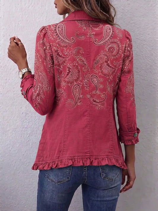 Chaqueta Malvarrosa | Arabescos rosa antiguo y volantes