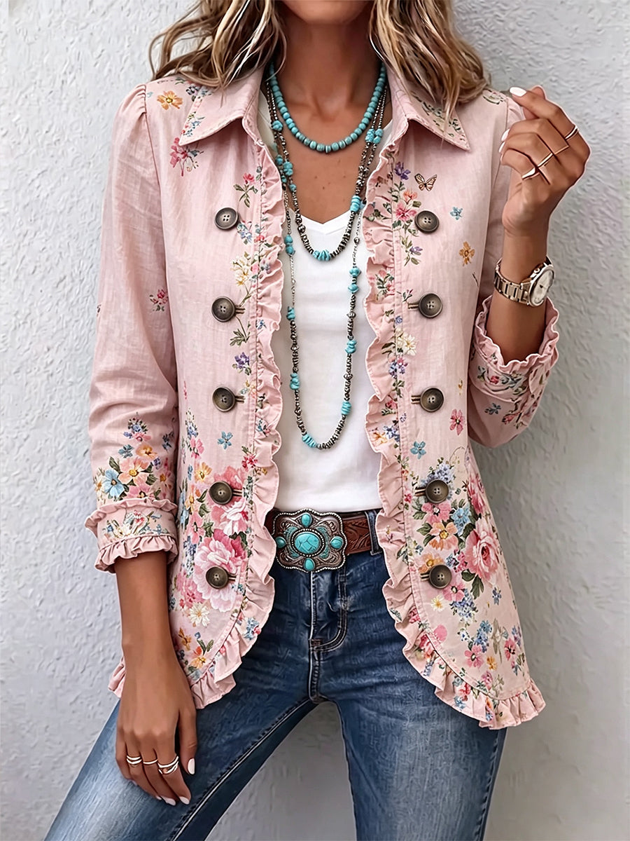 Chaqueta Rosaleda | Flores rosas y botones