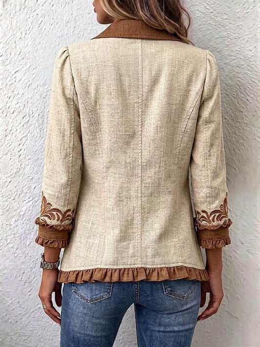 Chaqueta Alhambra | Motivos florales camel y volantes