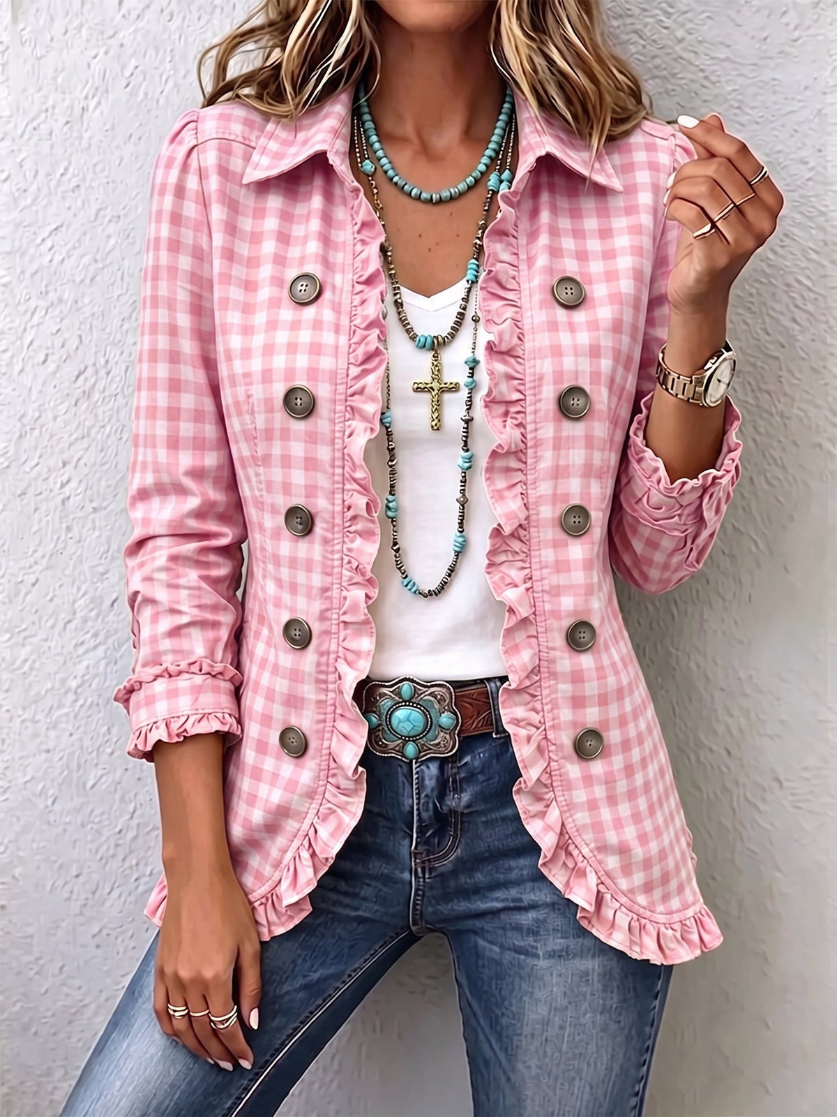 Chaqueta Pradera | Cuadros vichy y volantes