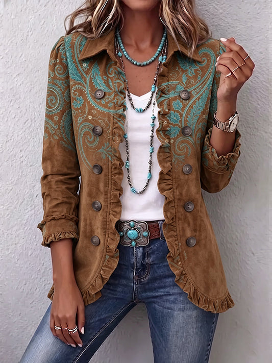 Chaqueta Medina | Arabescos caramelo y turquesa