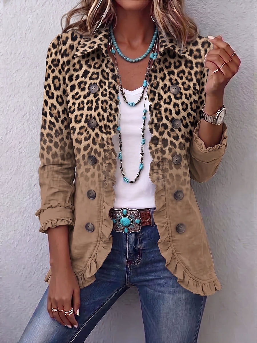 Chaqueta Alcázar | Leopardo camel con volantes