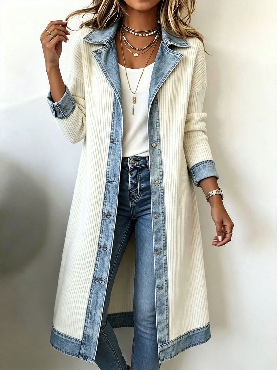 Marina Serena | Chaqueta larga con ribetes en contraste