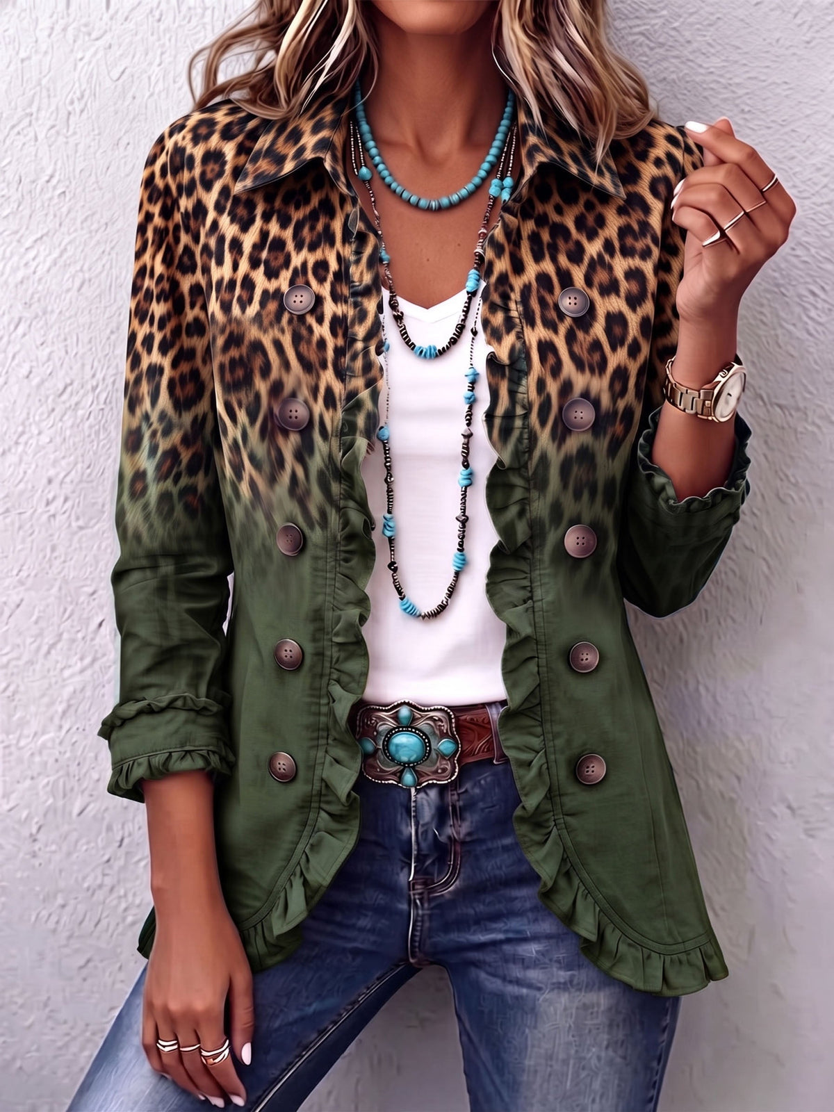 Americana Caleta | Leopardo degradado con volantes