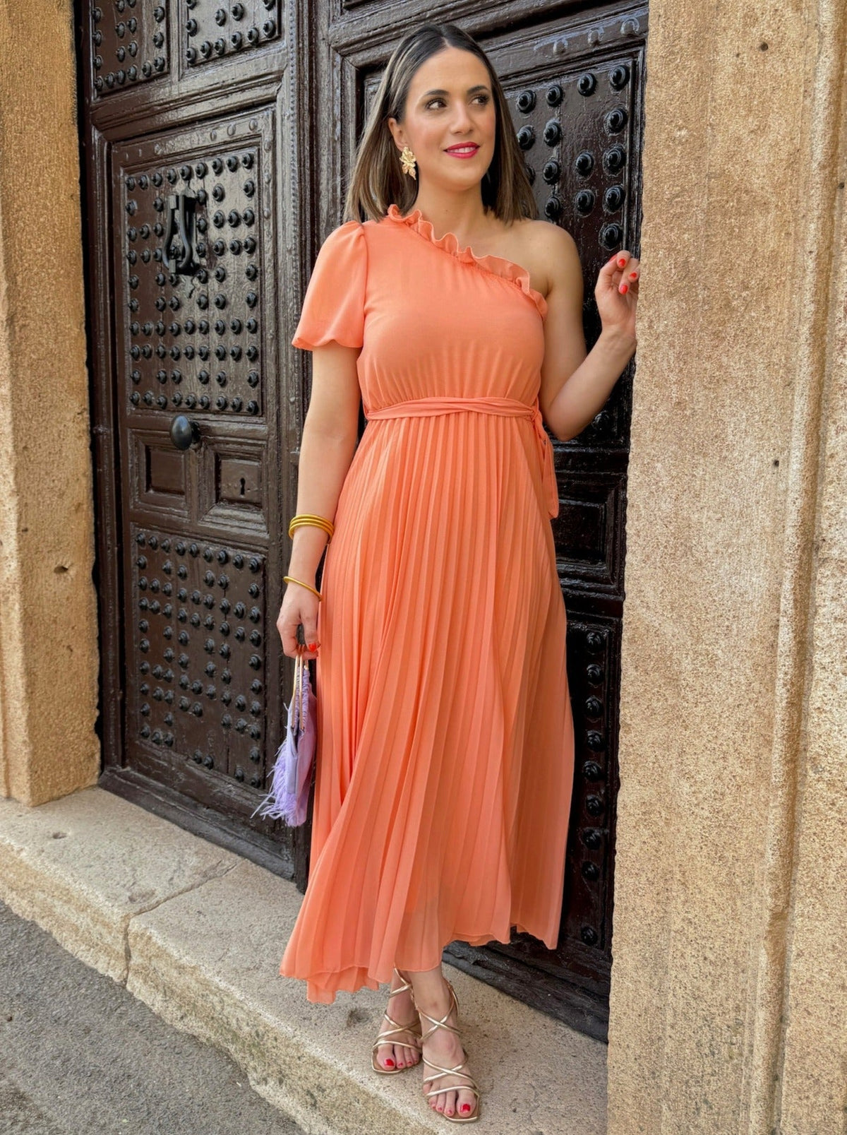 Vestido asimétrico coral| Venecia
