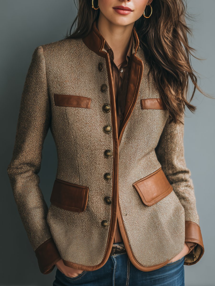 Chaqueta Balmoral de espiga y ribetes